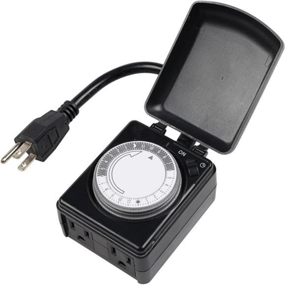 Compact Outdoor Programmable Dual Outlet Timer - Plugin timer, Waterproof, - Picture 1 of 6